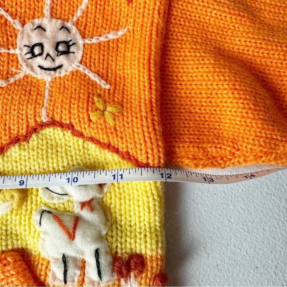 Artesanias INTY Handmade Bright Orange and Yellow Wool Stripe Farm Hoodie